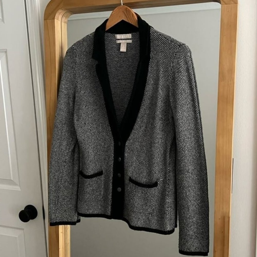 Banana Republic Black and White Collared Button Down Cardigan Sweater